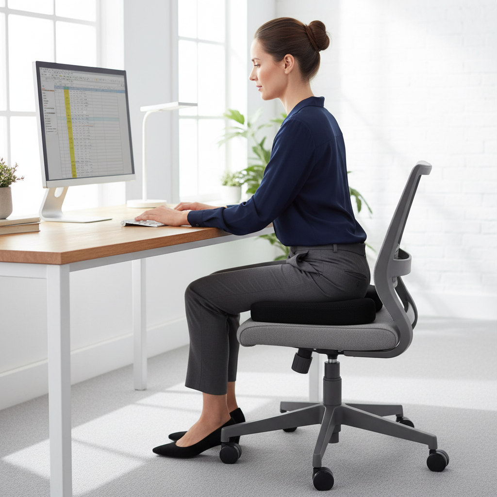 Henkilö istumassa istuintyynyllä